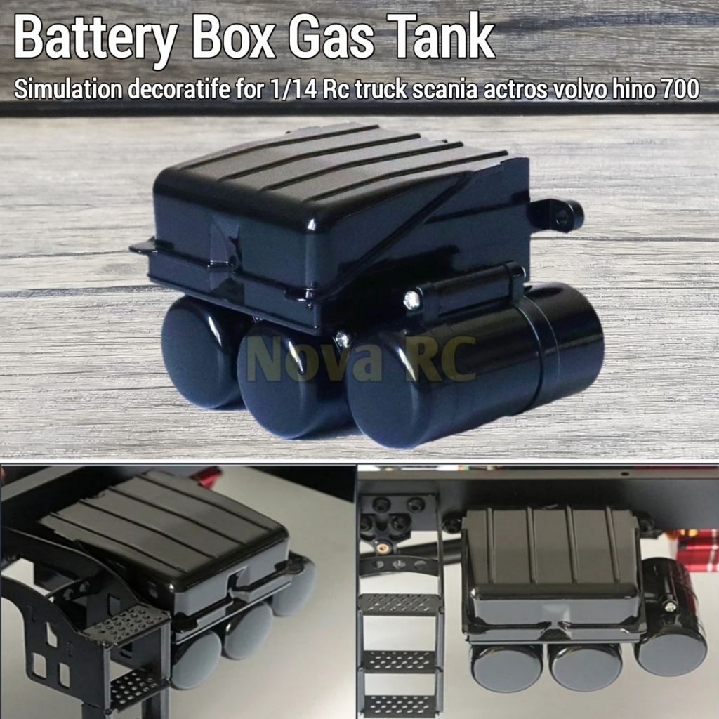 Battery box gas tank simulasi untuk Rc truck tamiya hercules lesu 1/14 scania Actros volvo hino 700