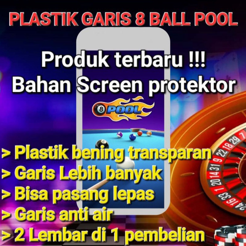 KODE N54Y Plastik Tempered Garis Pantul 8 Ball PoolAnti Gores 8 Ball Pool