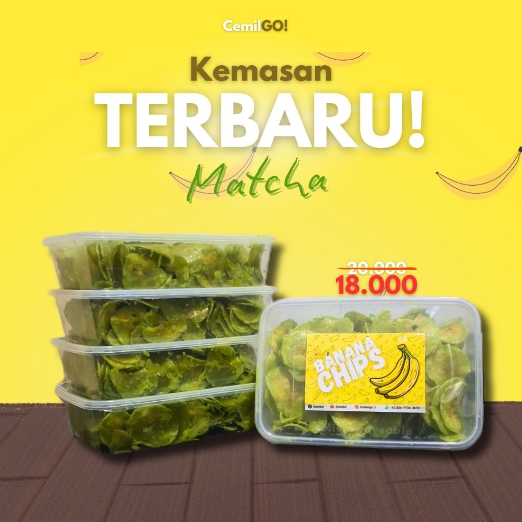 

Keripik pisang rasa matcha lumer