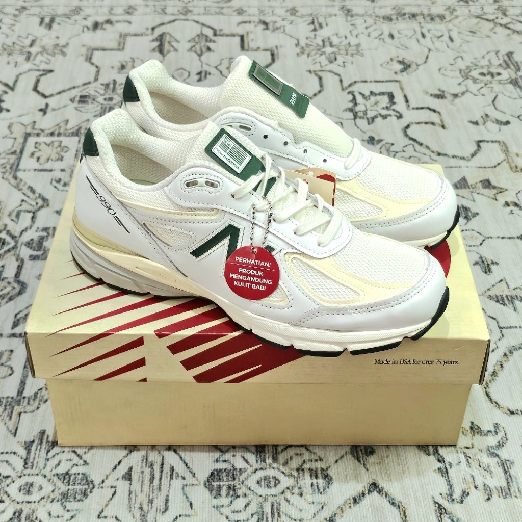 Sneakers Original Resmi New Balance 990 V4 White Green U990TC4 (PT MAP)