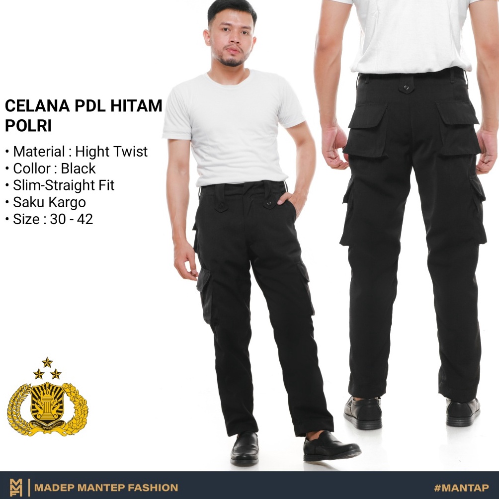 KODE C34K Celana PDL POLRI Hitam Cargo Kualitas Terbaik Celana PDL POLRI POLISI Cargo Hitam Terbaru 