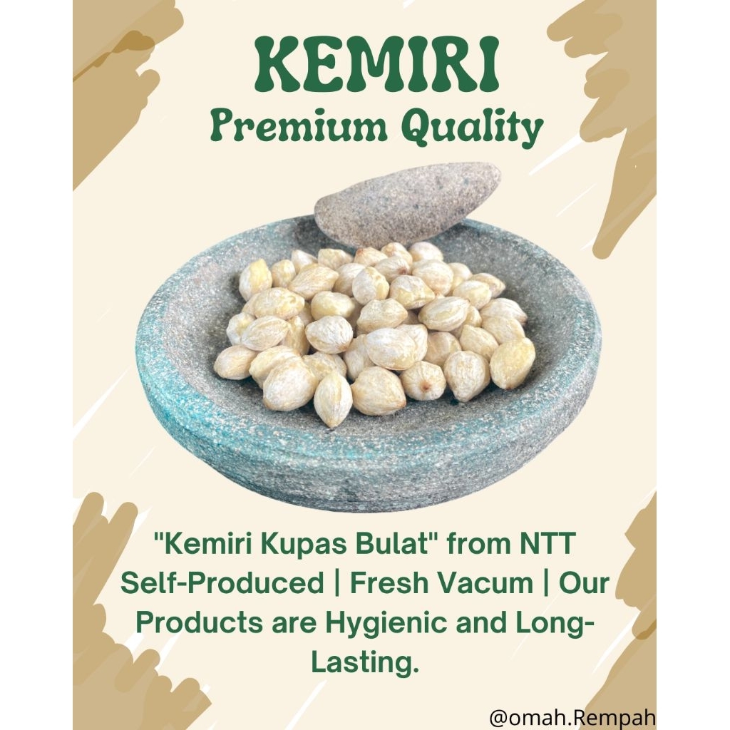 

Kemiri Kupas Bulat (500 gr) Asli NTT | Premium Quality | Produksi Sendiri | Fresh Vacuum | Products are Hygienic and Long-Lasting