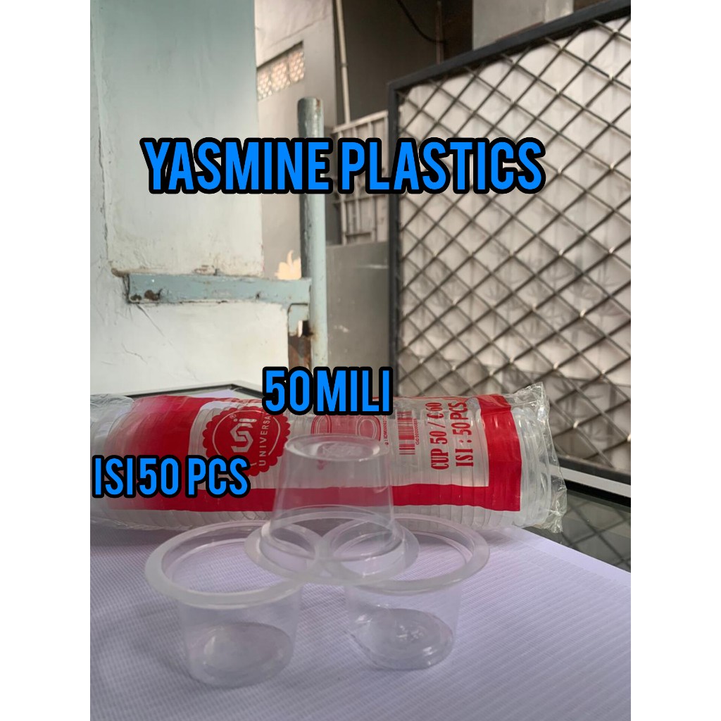 Cup Puding / Cup Jelly / Cup Selai / Cup Ager / Gelas Plastik Bening Kecil Ukuran 50ml, 65ml Isi 50 