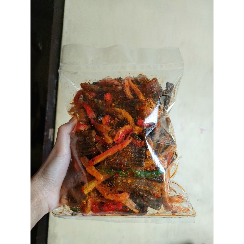 

kerupuk beton campur asbes/pedas gurih daun jeruk