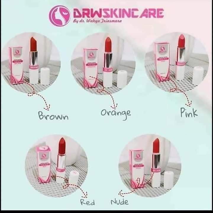 rw Skincare Lipstik Matte + Vit E 5 Varian warna Brown Nude Red Orange Pink Lipstik transfer proof t