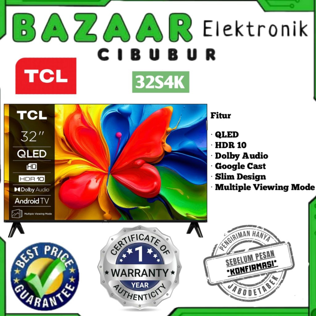 TCL QLED - 32INCH - 4K QUANTUM DOT UHD TV HVA PANEL SCREEN - 32S4K / 32 S4K / 32-S4K - 32S5K / 32 S5