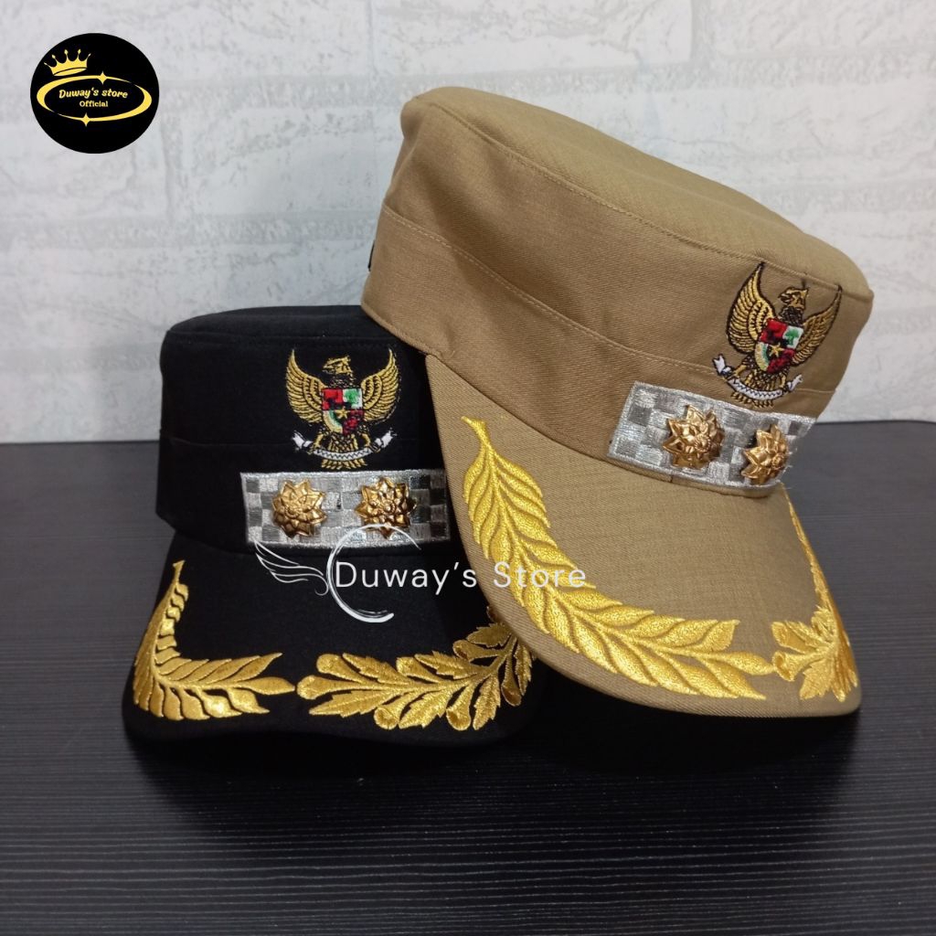 Topi Komando Wakil Bupati/Walikota Hitam & Khaki Free Nama | Topi Wakil Bupati | Topi Wakil Walikota
