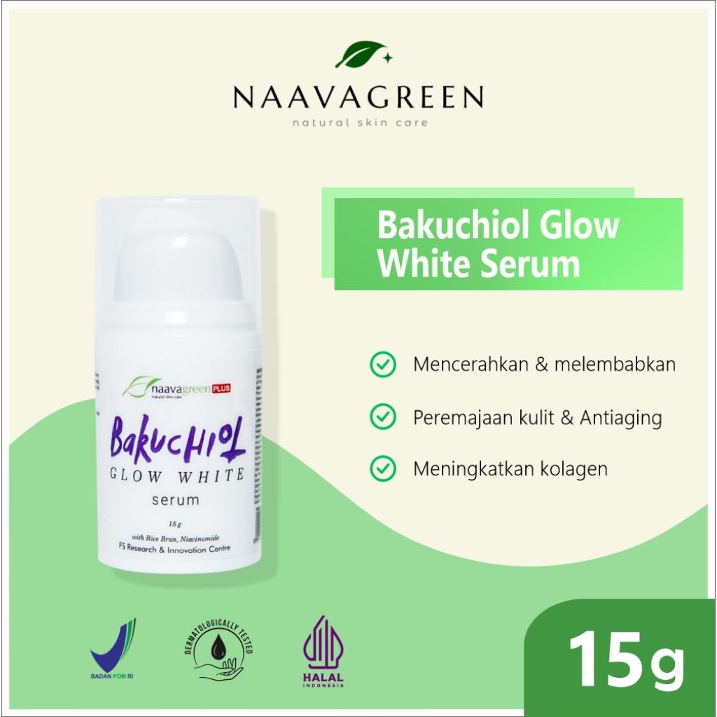 Naavagreen Bakuchiol Glow White Serum/ Serum Naavagreen/ Serum Pencerah Anti Aging Wajah