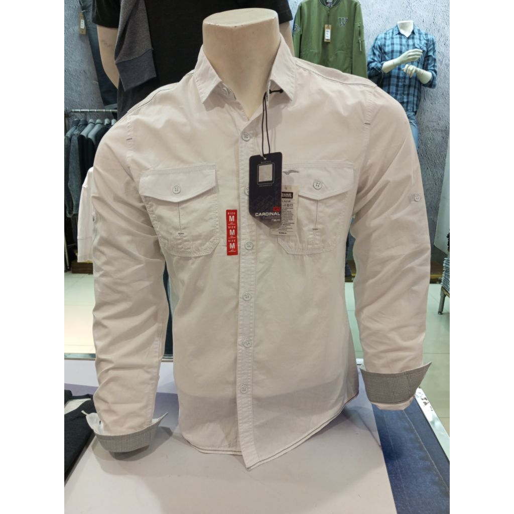 KEMEJA PRIA CARDINAL JEANS WARNA PUTIH SLIMFIT DI JAMIN 0R191NALS