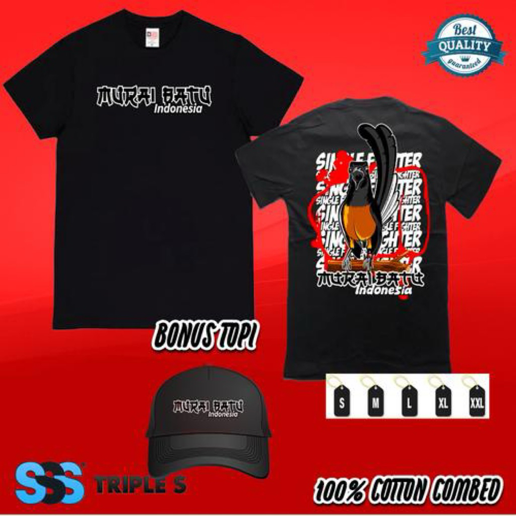 TSHIRT/KAOS MURAI BATU INDONESIA BONUS TOPI