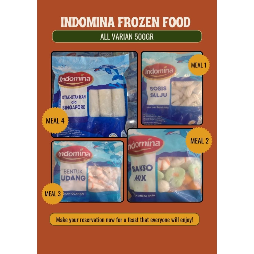 

Indomina Otak Otak Ikan Singapore bakso mix udang sosis salju 20x500gr