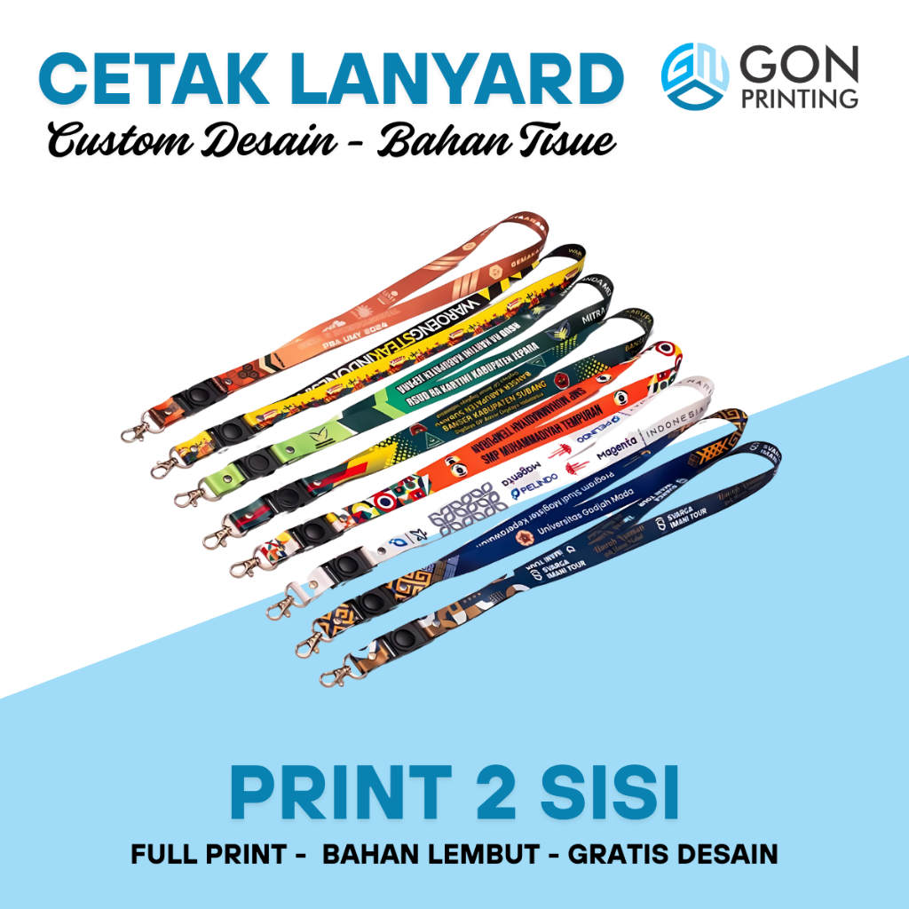 

Lanyard Custom Tali ID Card Cetak 2 Sisi Bahan Tali Tissue Premium Uk 2cm Murah Dan Cepat