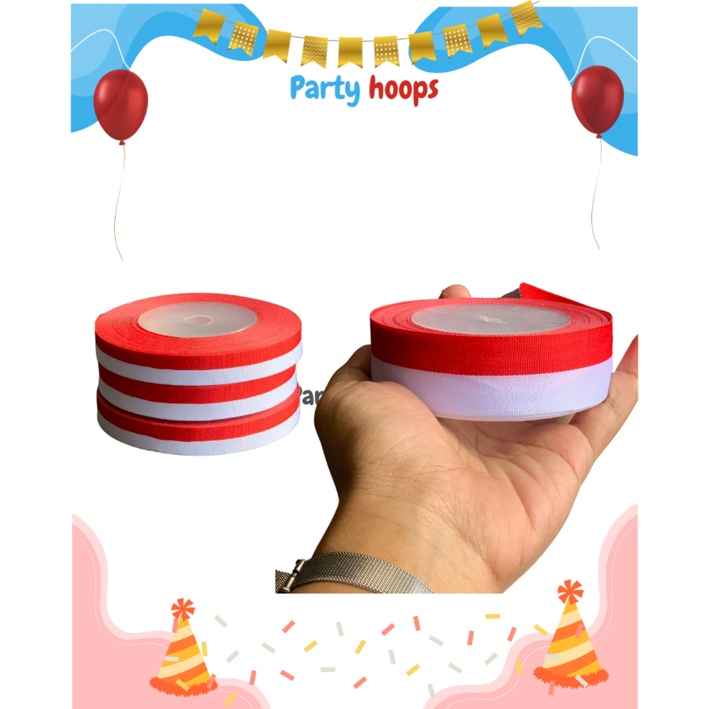 

Pita merah putih/17 agustusan Per Roll pita satin Pita Bendera dekorasi 17 agustus hari kemerdekan HUT RI