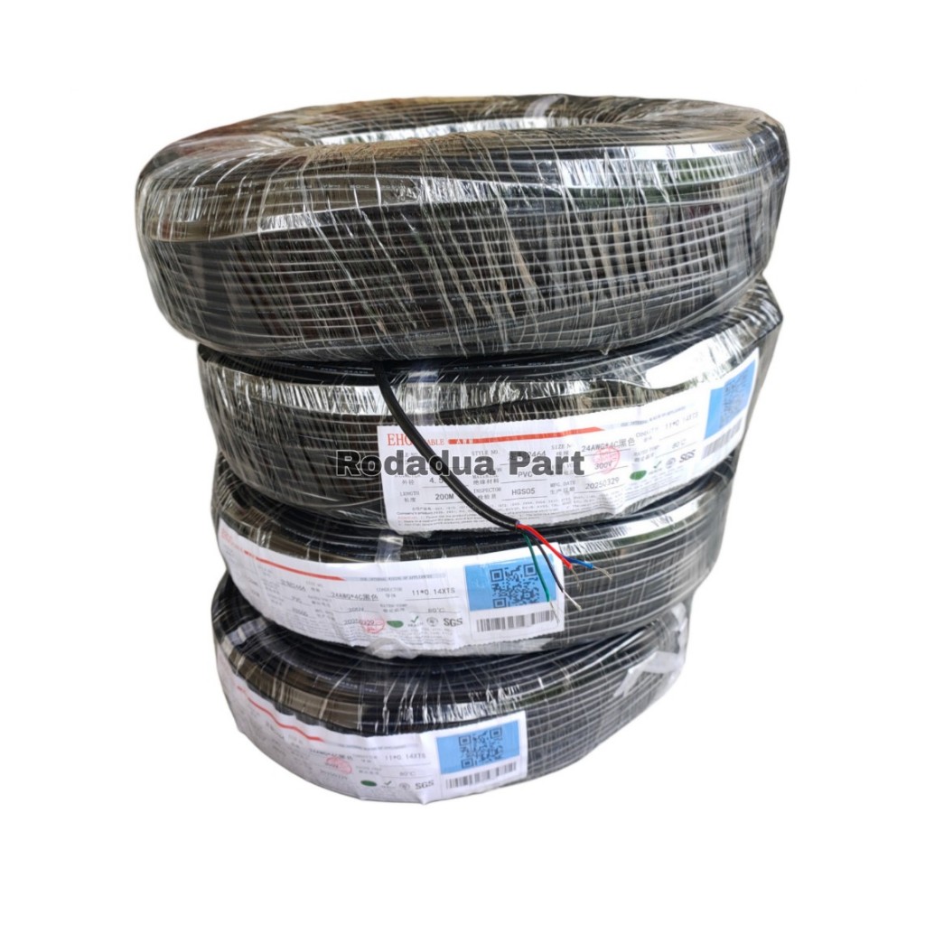 Kabel 3 jalur 4 jalur hitam  Roll Awg26 awg24