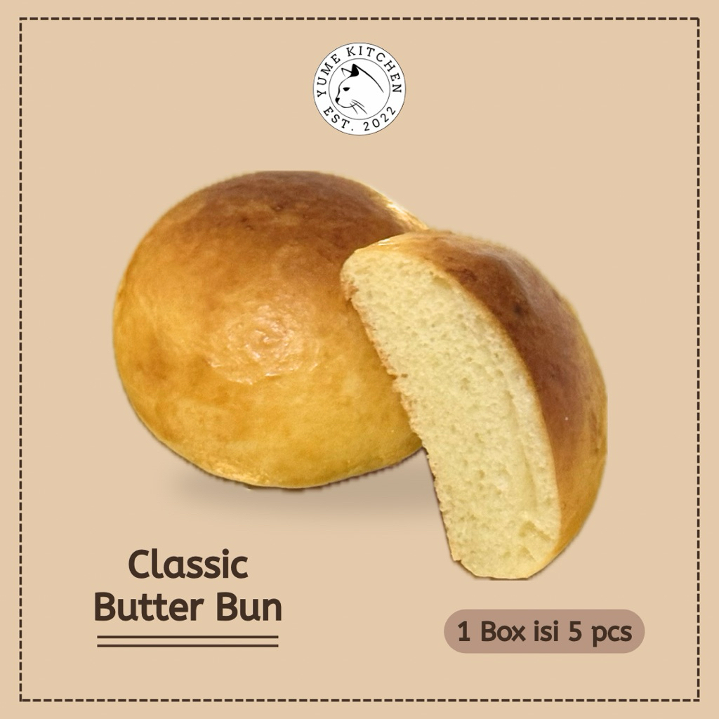 

1 Box (isi 5 pcs) “Classic Butter Bun” by Yume Kitchen - Roti Resep Jadoel, Full Butter, Tanpa Isi