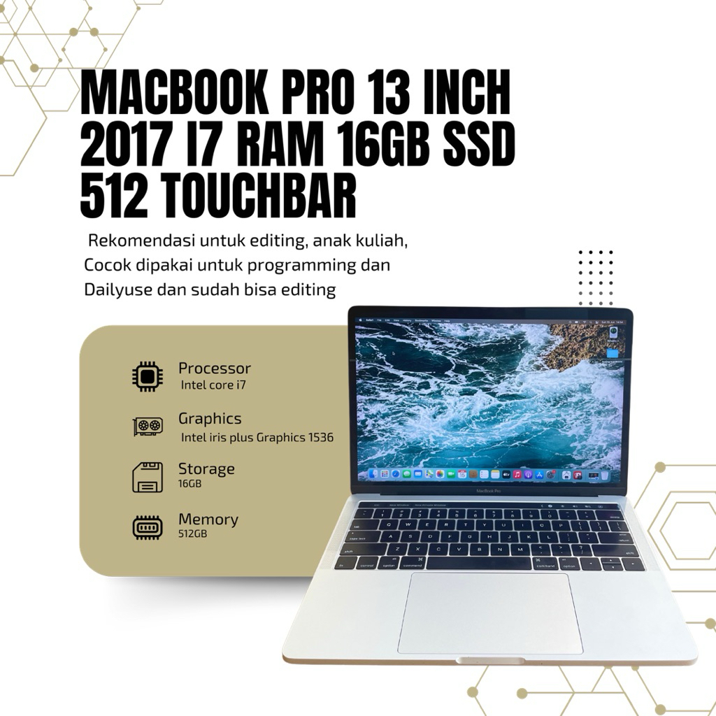MacBook Pro retina 13inch 2017 Intel core i7 Ram 16gb ssd 512gb
