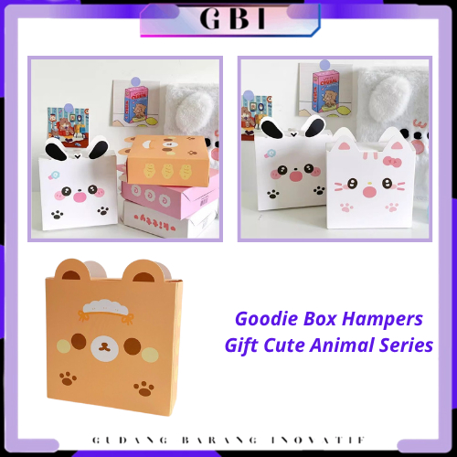 

GBI Goodie Box Hampers Gift Cute Animal Series Paper Box Ultah Kids Dus hadiah Snack Permen Kue karakter kartun lucu Tas Box Bingkisan Ulang tahun