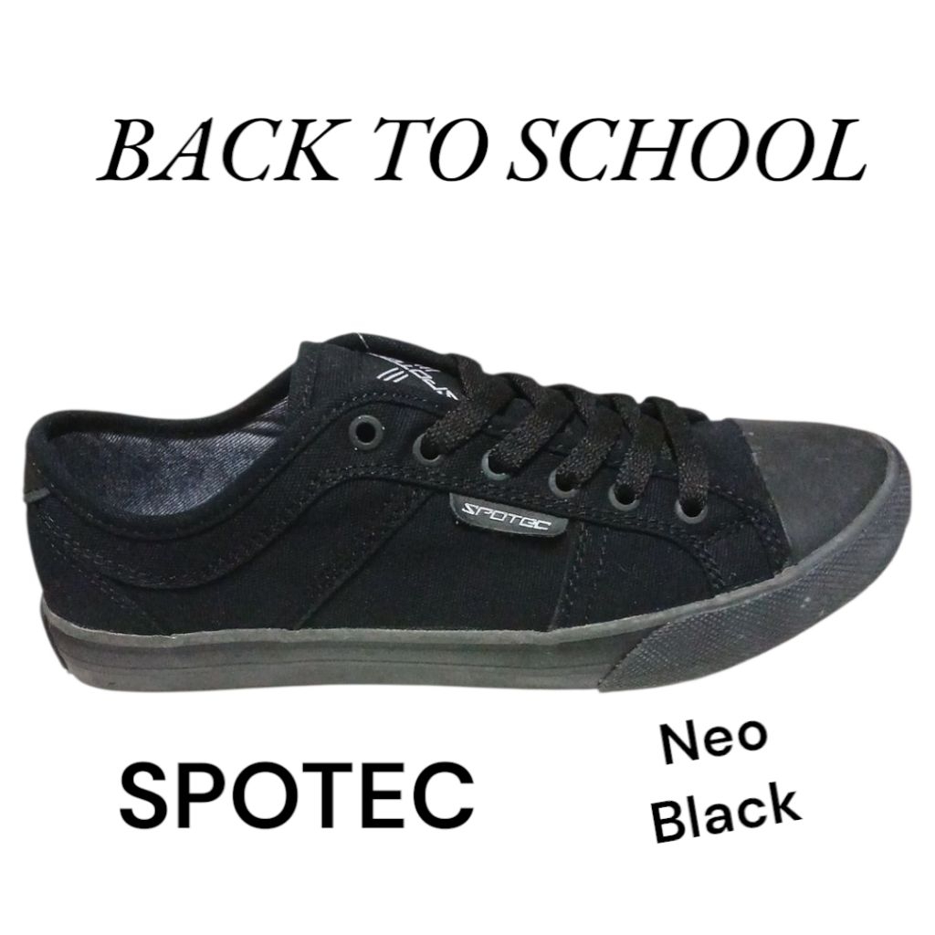 SEPATU SNEAKER SPOTEC STUDENT CATEGORY SEPATU SEKOLAH PRIA WANITA SPOTEC NEO HITAM POLOS