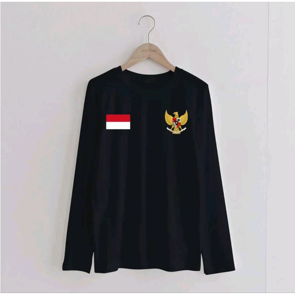 KAOS LENGAN PANJANG HUT RI LOGO GARUDA BENDERA MERAH PUTIH SIMPEL