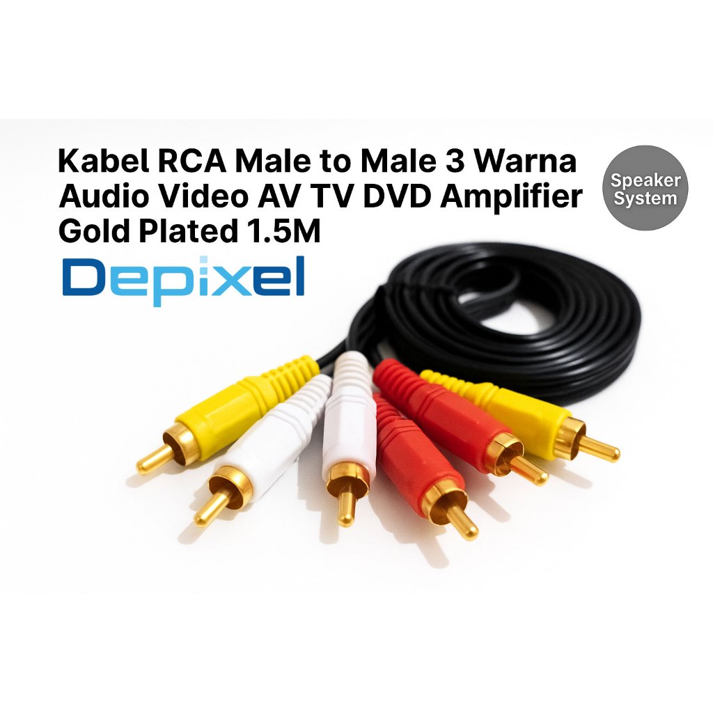Kabel RCA Male to Male 3 Warna Audio Vid