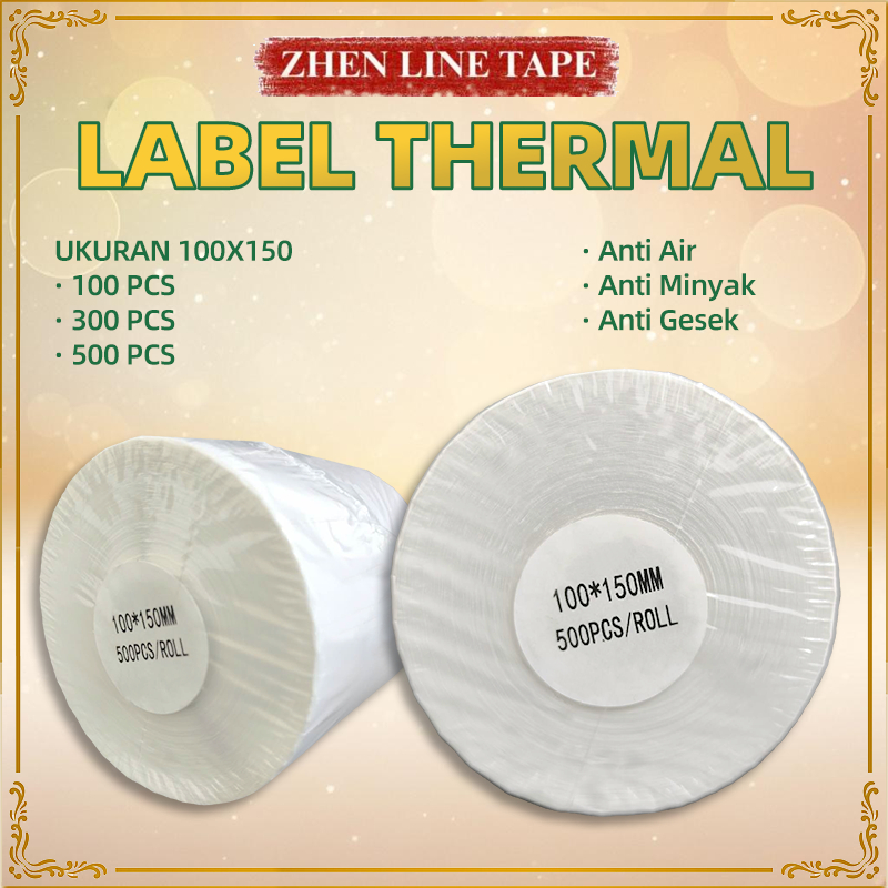 

Label Thermal Roll 100x150mm A6 100/300/500pcs Anti Air Minyak Gesek Putih untuk Printer Thermal
