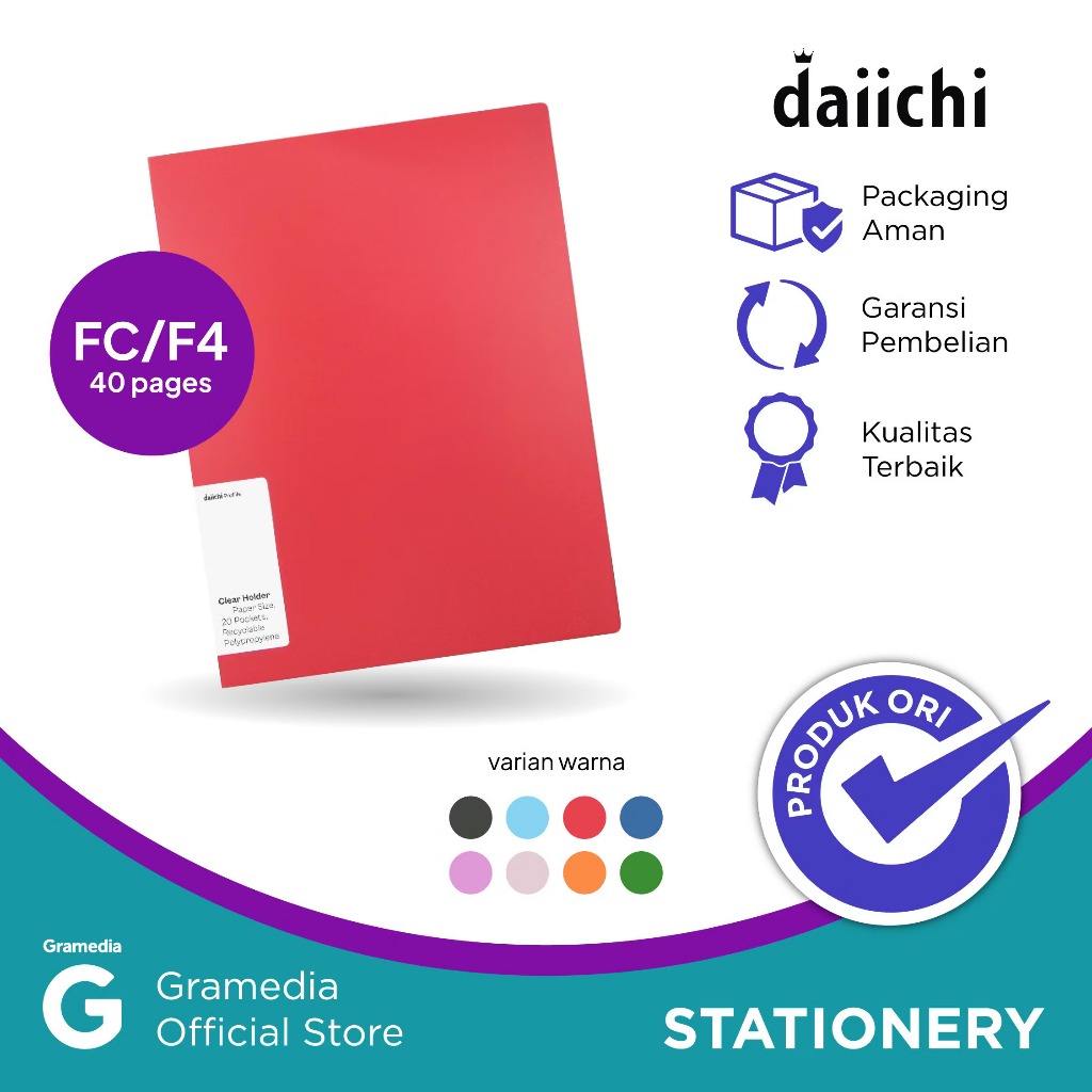 

(Original) Gramedia Pekanbaru - Map Daiichi Dpr2 Clear Holder FC 40 P Red