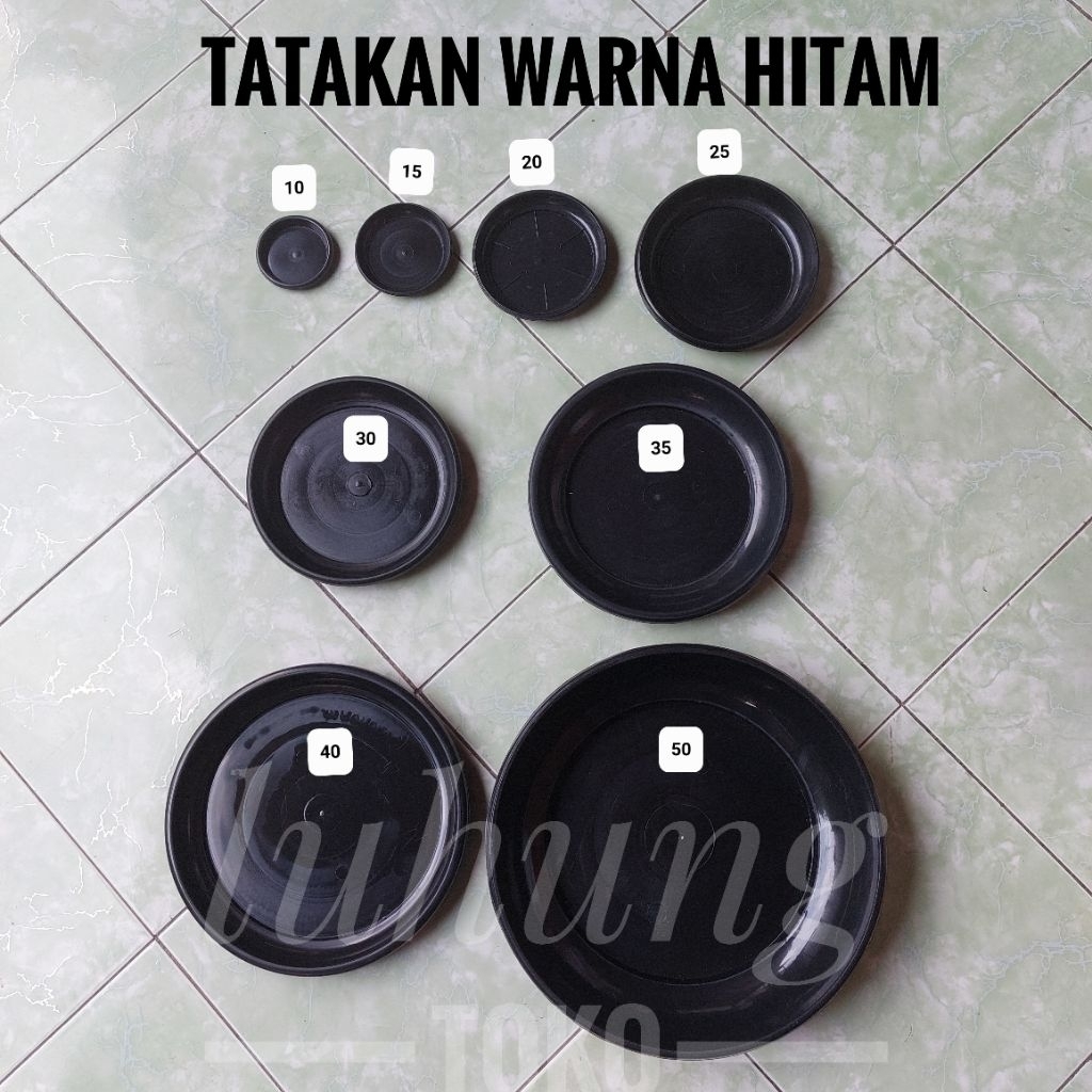 Tatakan/tray pot bunga tanaman hitam mini sampai tatakan jumbo tabulampot - ukuran 10,15,17,20,25,30