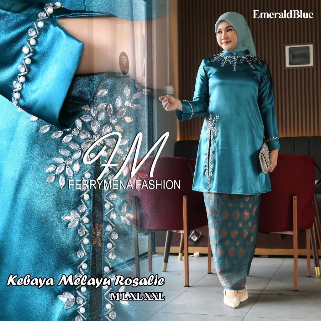 (Free hijab)SETELAN KEBAYA KURUNG ROSALIE PAYET BRIDAL KEBAYA WISUDA MODERN KEBAYA PESTA KEBAYA MELA