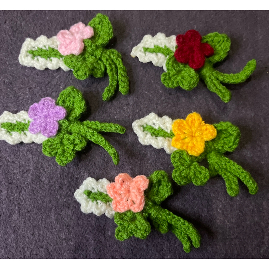 bros bunga rajut/jepit rambut bunga rajut/gantungan tas bunga rajut