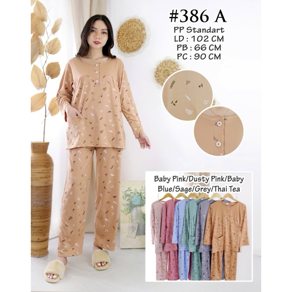 tangan panjang celana panjang baju tidur wanita dewasa katun premium benova