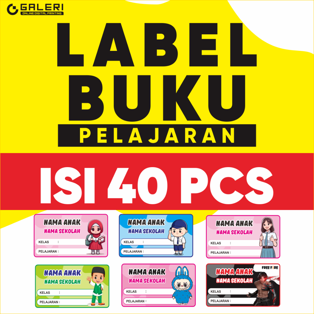 

LABEL BUKU PELAJARAN / LABEL NAMA BUKU PELAJARAN ISI 40 PCS MURAH