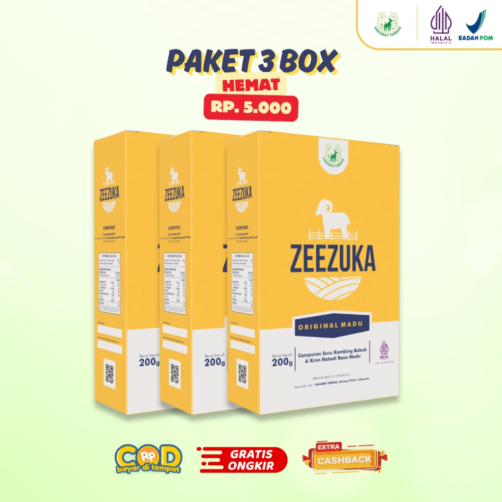 

ZEEZUKA Paket Hemat 3 Box - Susu Kambing Etawa Rasa Original dan Extra Madu