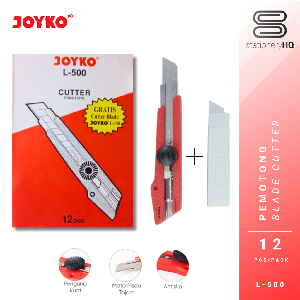 

(12 Pcs) Cutter + Isi Pisau Besar Joyko L-500