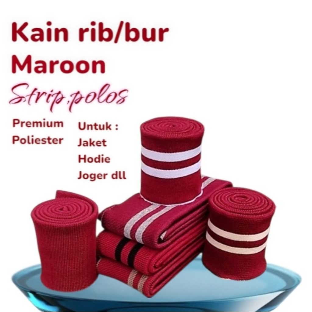 RIB/BUR Jaket polyester rajut 1x1 polos salur perlembar