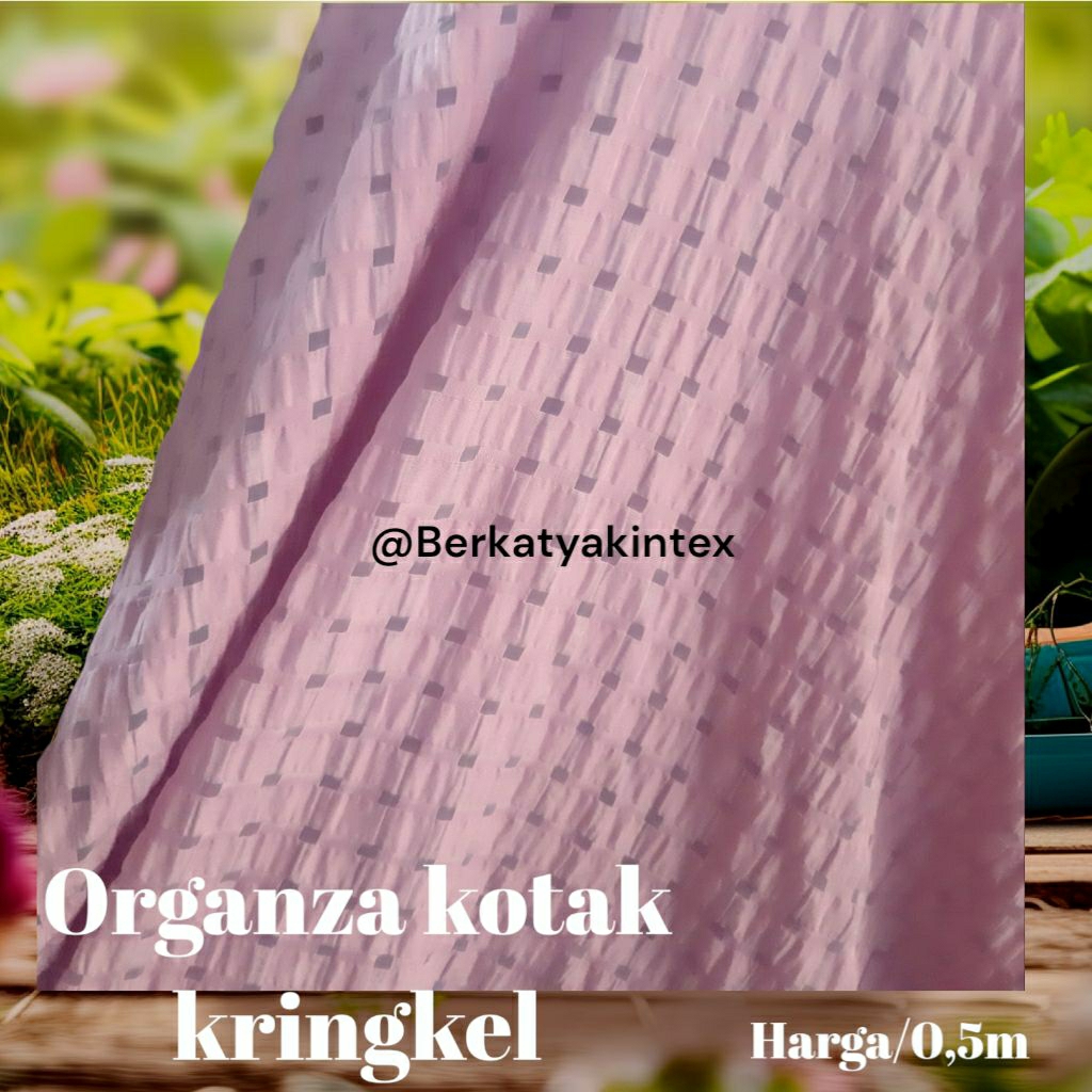 KAIN ORGANZA PREMIUM MOTIF KOTAK KRINGKEL-KAIN ORGANZA KOTAK HARGA/0,5M