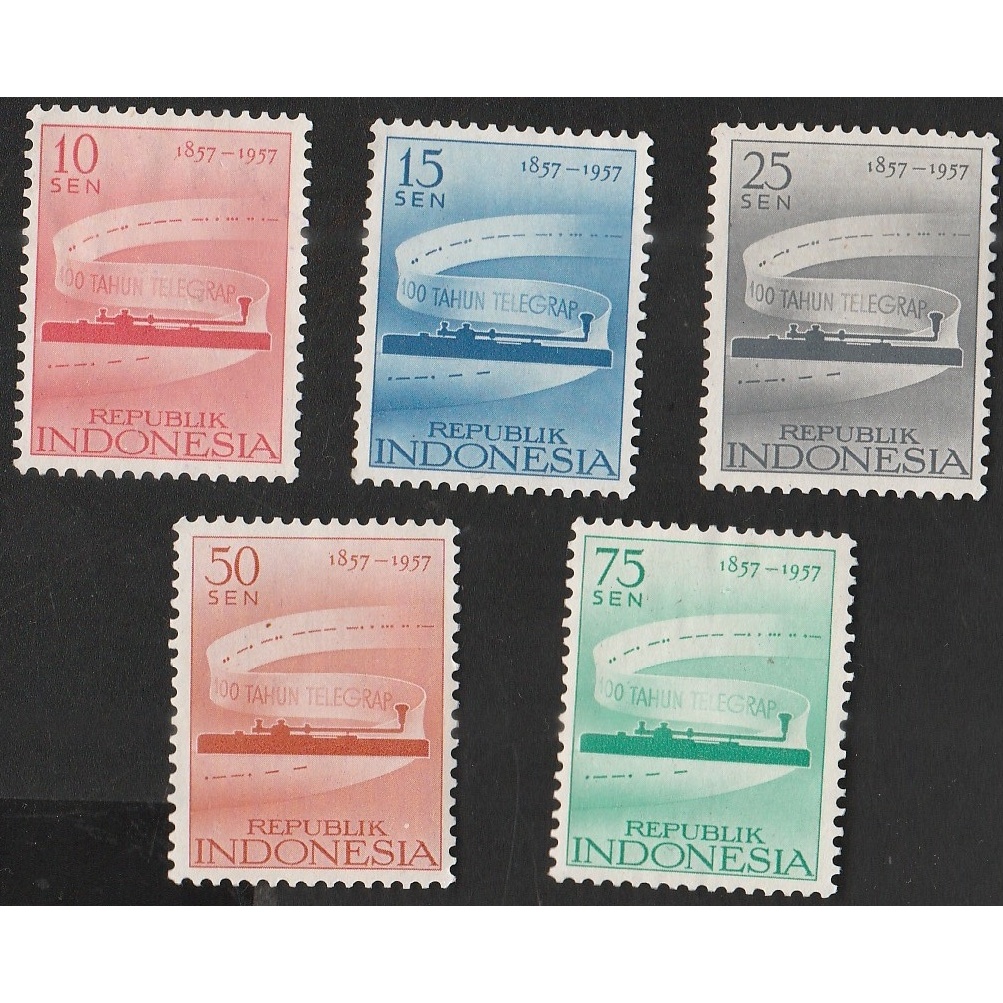 

JARANG BEREDAR KERTAS BELAKANG PUTIH KODE A 10433 SET LENGKAP PRANGKO INDONESIA TEMA 100 TAHUN TELEGRAPH 1857-1957 DENGAN KONDISI BELUM ADA CAP