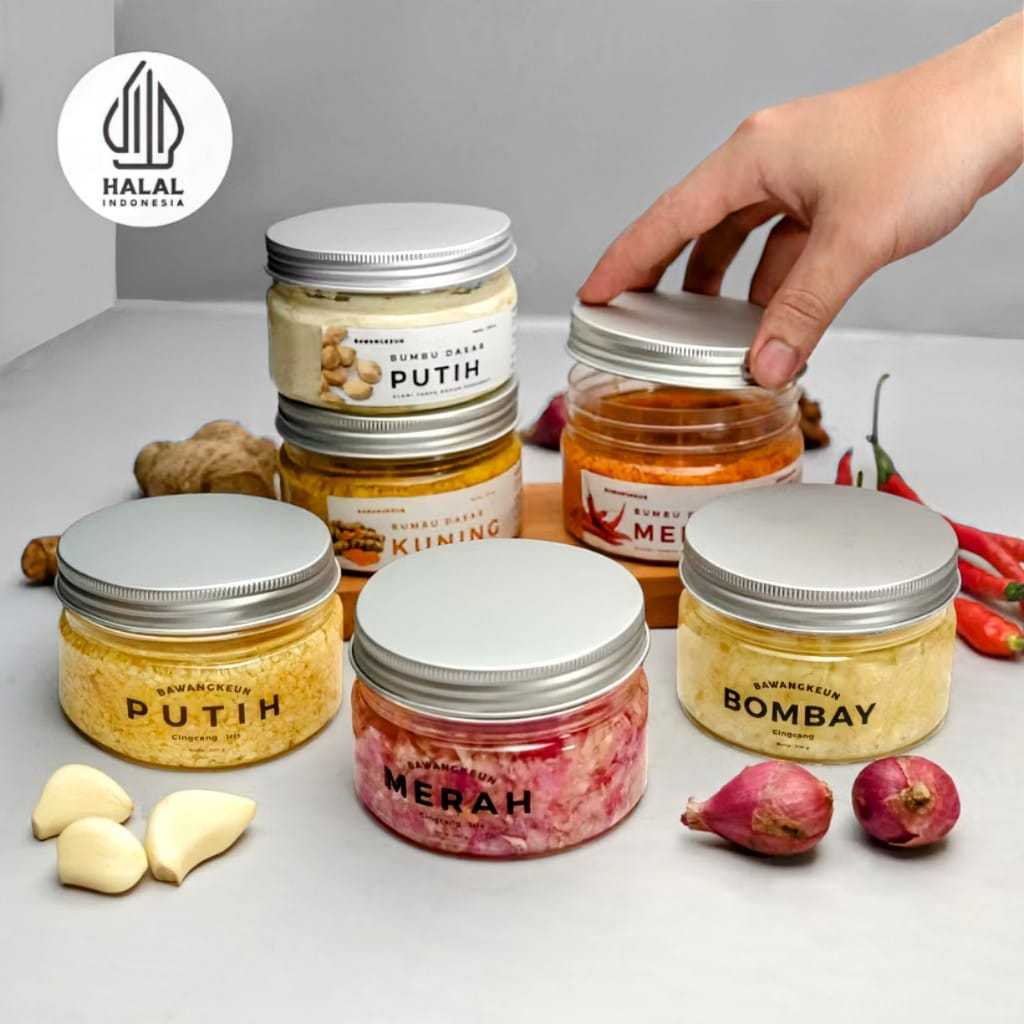

Combo Mix 6 Jar Bawang Putih Merah Bombay dan Bumbu Dasar Putih Merah Kuning by BAWANGKEUN BUMBU