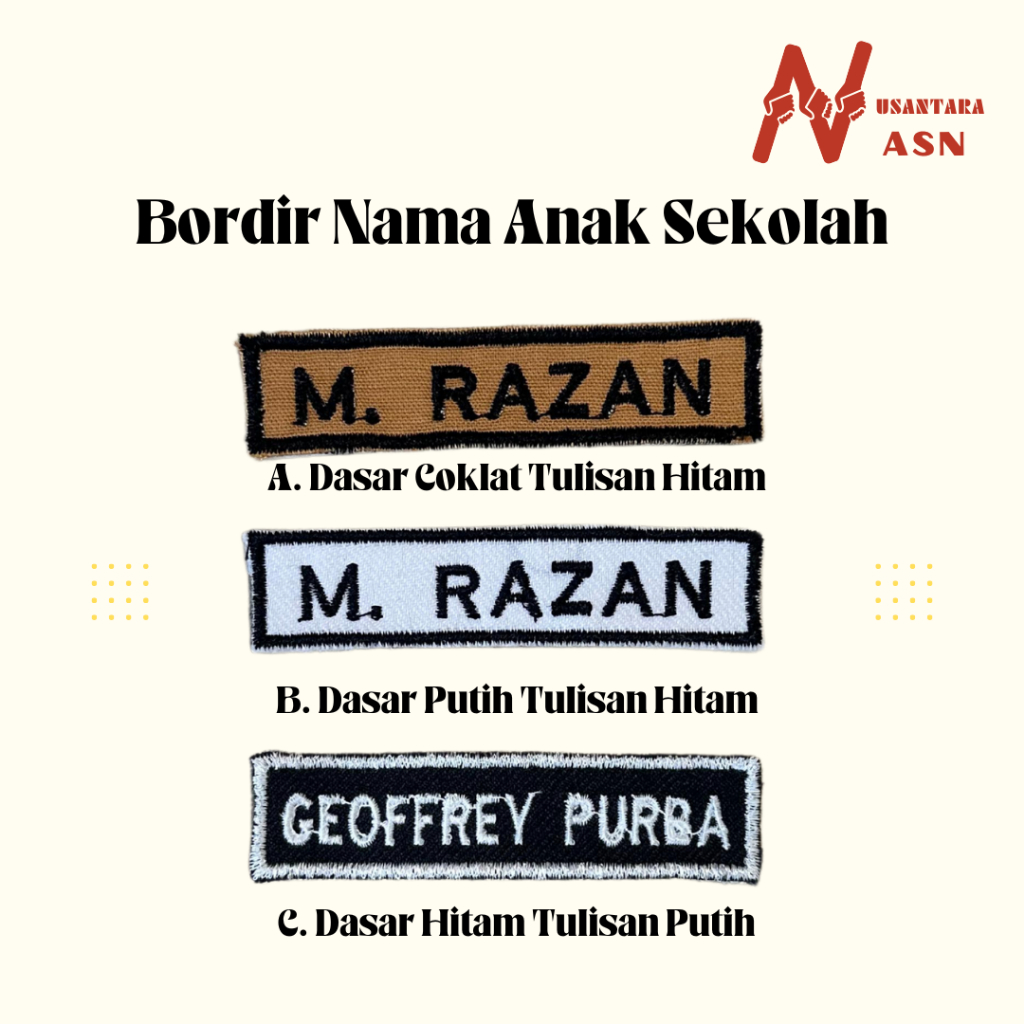 

Bordir Nama Anak Sekolah Siswa Siswi Pramuka Custom