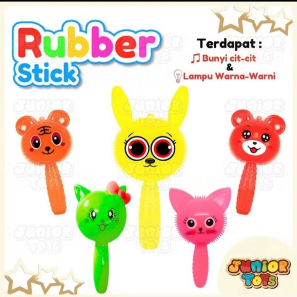 Rattle Stick Bayi Karet Lampu Bunyi Suara Baby Toys Kerincingan Boneka Mainan Anak Silikon Murah