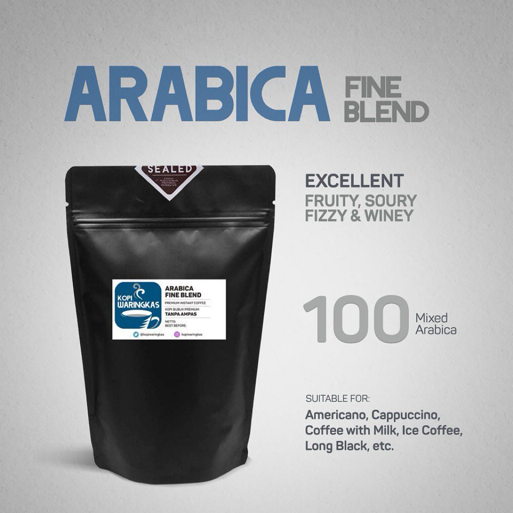 READY Kopi Waringkas | ARABIKA-ROBUSTA FINE BLEND 100 gr | Kopi Bubuk Premium Tanpa Ampas