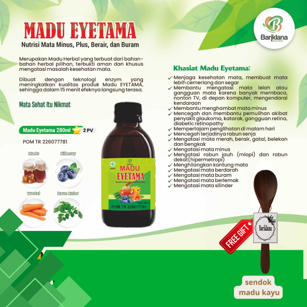 

Madu EYETAMA MADU MATA nutrisi mata minus, plus, berair, dan Buram AQILAMART TRANGSAN