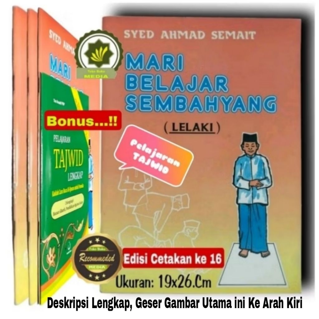 Buku MARI BELAJAR SEMBAHYANG Untuk Laki-Laki + BONUS Pelajaran TAJWID Lengkap Risalah Bimbingan Shal
