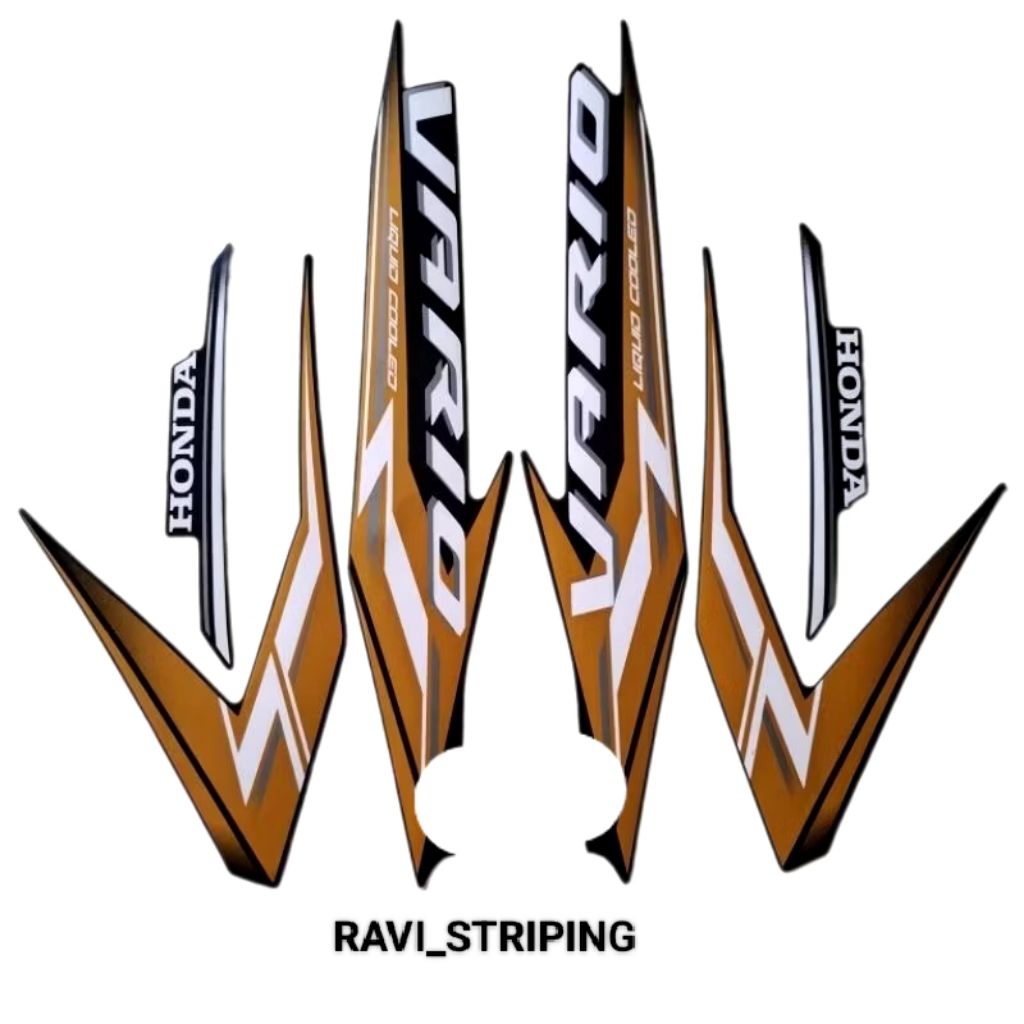 STIKER STRIPING LIS BODY STANDAR MOTOR VARIO125 2024 SEPASANG FULL SET HITAM-GOLD