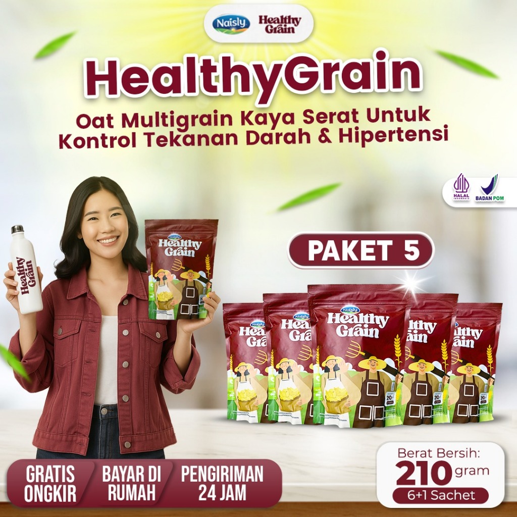

Healthy Grain Oat Multigrain – Paket Hemat 5 Pouch Minuman untuk Hipertensi & Tekanan Darah Tinggi
