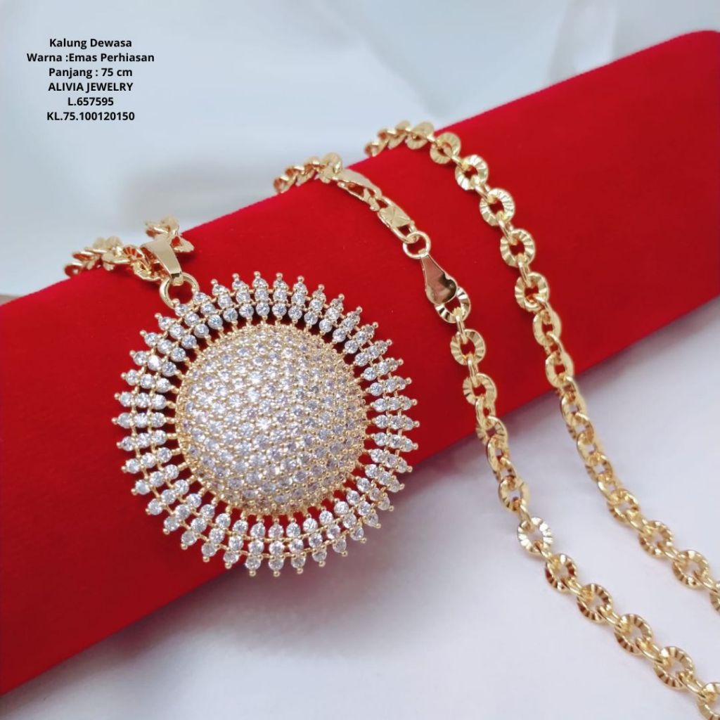 Kalung Nori Corak Liontin Jumbo Xuping Wanita Perhiasan Tembaga Lapis Emas Terlaris Tidak Mudah Lunt