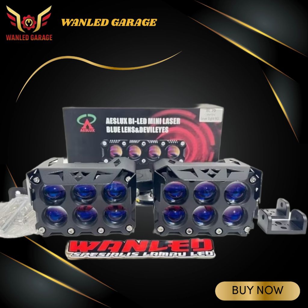 Sql 6 Mata Aeslux Bl 70 | Lampu Sorot Mini Laser Gun Sql 6 Mata Aeslux BI 70 Blue Lens 70 W X 2 140 