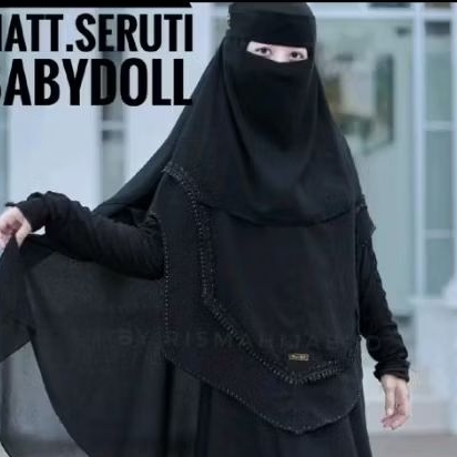 JILBAB KHIMAR  KHURAIM CERUTY BABYDOLL HITAM SYAR'I