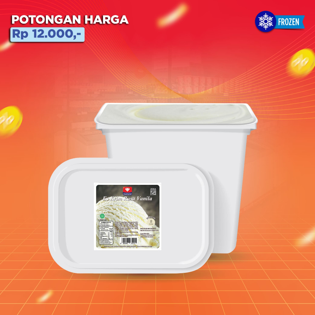 

POTONGAN HARGA 12K 1 PAIL DIAMOND ICECREAM REGULAR VANILLA 8 LT