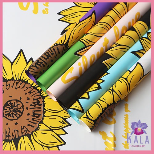 

20 Lembar Kertas Buket Motif bunga matahari Flower Wrapping Paper Cellophane Waterproof KB6178