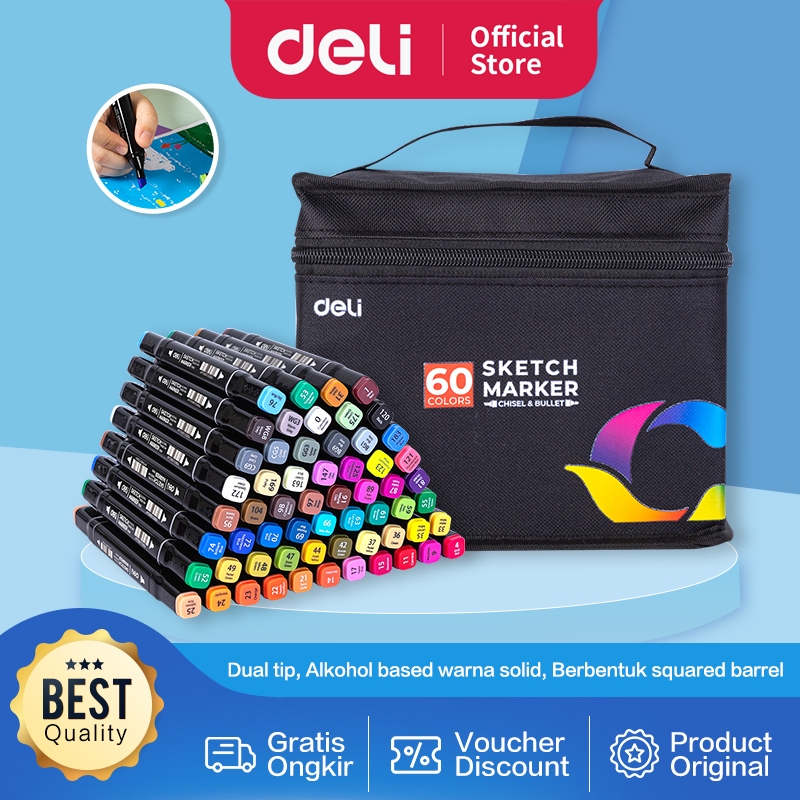 

Deli Sketch Marker 2 Tip 80 Warna E70806